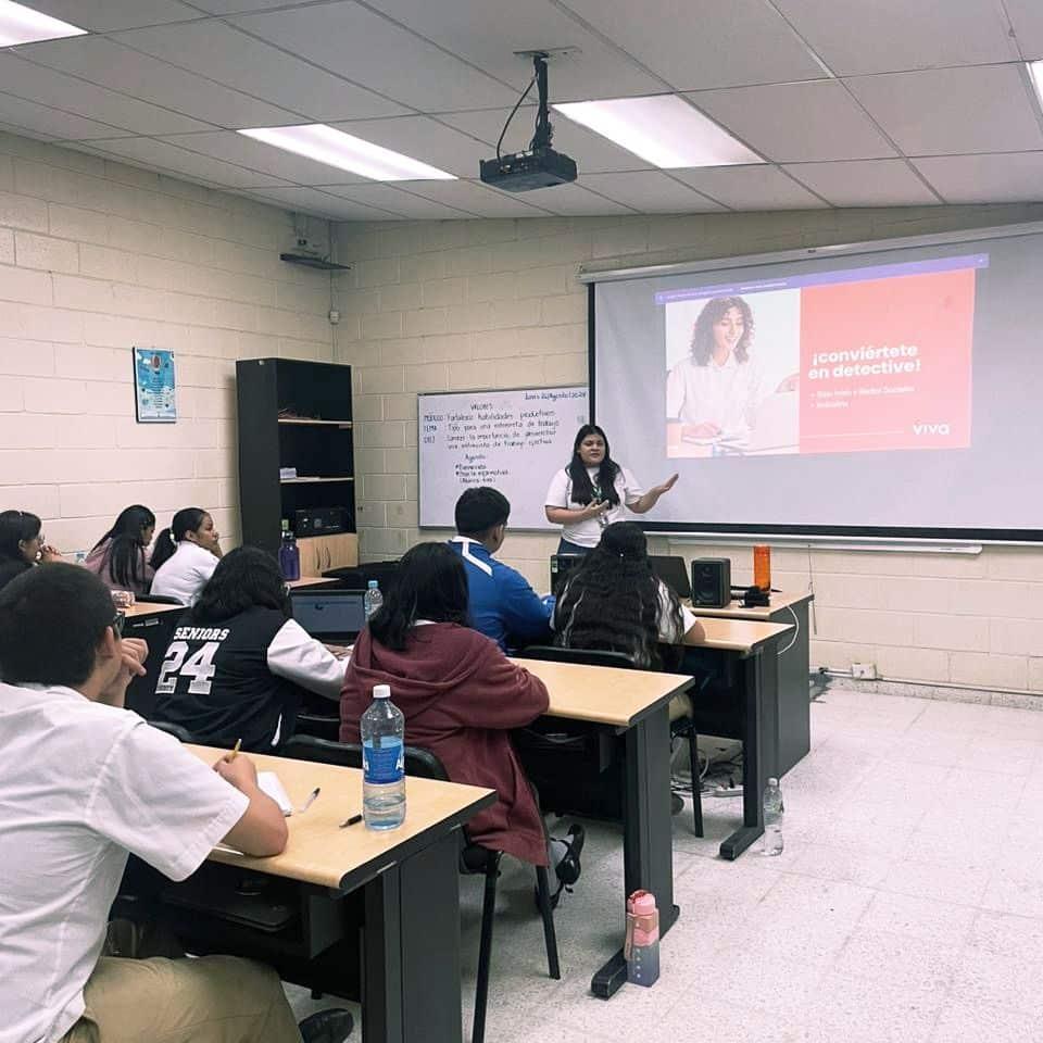 VIVA team member leading a career-skills workshop for local students